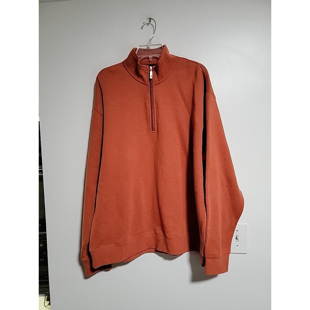 Orvis Sweater Men's XL Pullover Quarter Zip Dark Salmon Color Casual Adult
